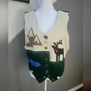 Vintage Lucia Lukken Broomskirts Wool Felt Vest Size Large Grandma Core